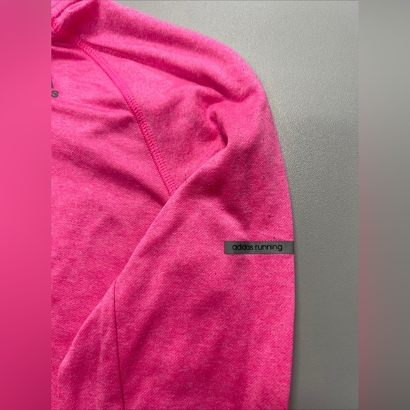 Adidas Running Climalite 1/2 Zip Long Sleeve Pink  Top Shirt Thumbholes Size S - Picture 3 of 7